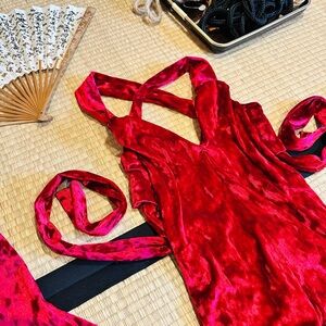 Fire Engine Red Velvet Tigra Jumpsuit